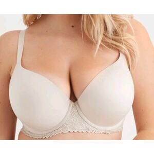 NWT Aerie Sunnie Demi Push Up Bra Beige Womens 34DD Blossom Lace Trim